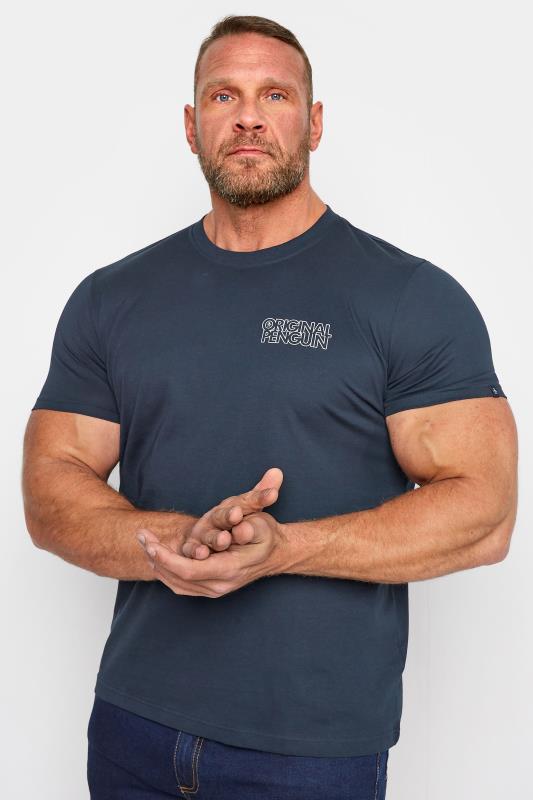 Plus Size  PENGUIN MUNSINGWEAR Big & Tall Navy Blue Printed Logo T-Shirt