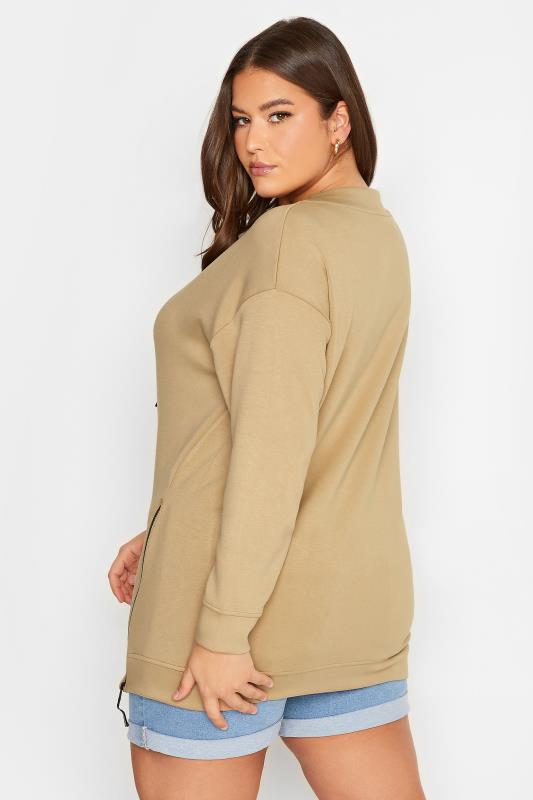 YOURS Curve Plus Size Brown Side Split Sweatshirt | Yours Clothing  4