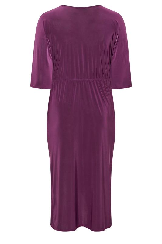 YOURS LONDON Plus Size Purple Ruffle Wrap Bodycon Dress | Yours Clothing 7
