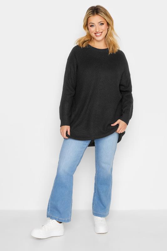 Plus Size Curve Black Essential Knitted Jumper | Yours Clothing 2