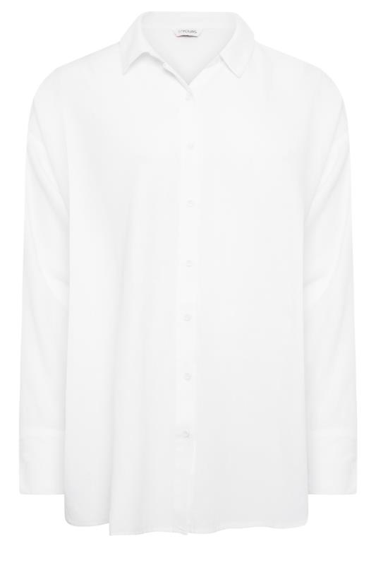 YOURS Plus Size White Linen Blend Shirt | Yours Clothing 6