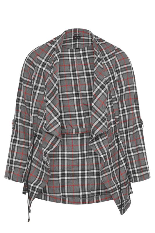 Plus Size Grey Checked Waterfall Jacket | Yours Clothing  6