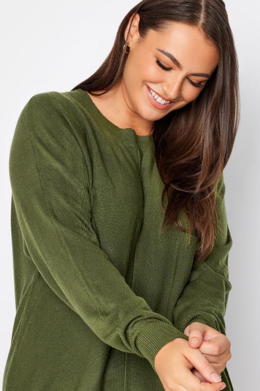 YOURS Plus Size Khaki Green Front Seam Detail Jumper | Yours Clothing 4