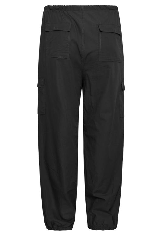 YOURS Curve Plus Size Black Cuffed Cargo Parachute Trousers | Yours Clothing  7