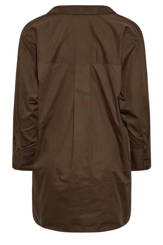 LIMITED COLLECTION Plus Size Chocolate Brown Oversized Boyfriend Shirt | Yours Clothing 7