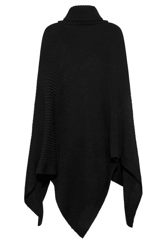 LTS Tall Women's Black Roll Neck Knitted Poncho | Long Tall Sally 7