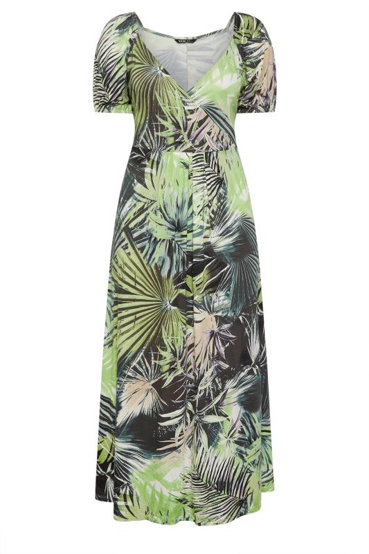 YOURS Plus Size Green Tropical Leaf Print Maxi Dress | Yours Clothing 5