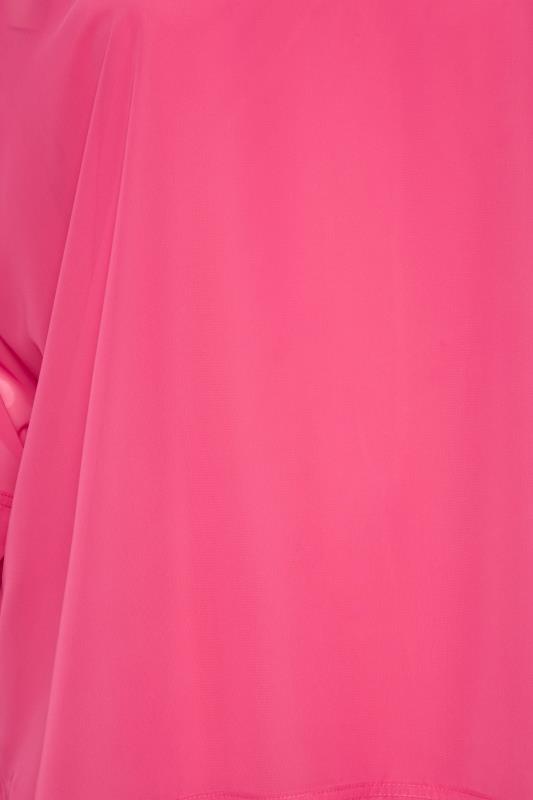 YOURS LONDON Plus Size Curve Bright Pink Chiffon Cape Blouse | Yours Clothing  5
