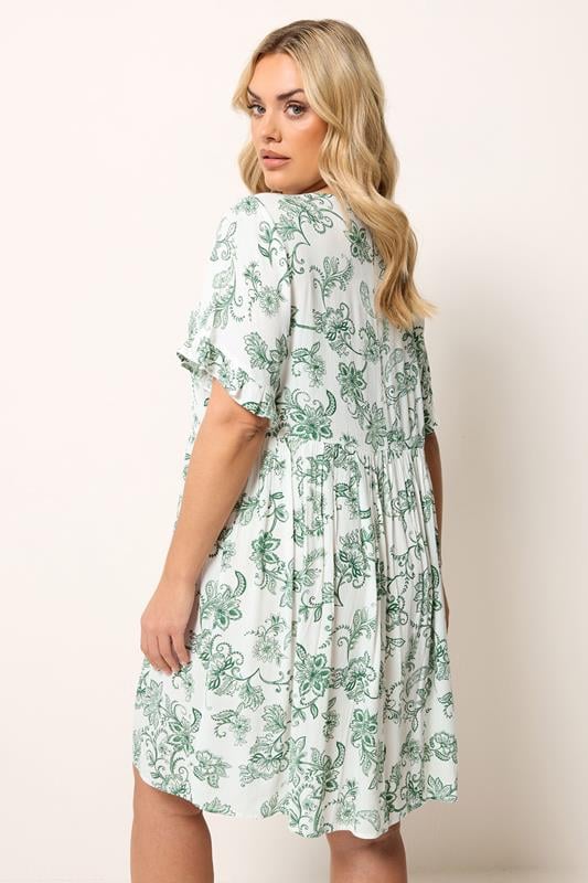 YOURS Plus Size White Paisley Mini Dress | Yours Clothing 2