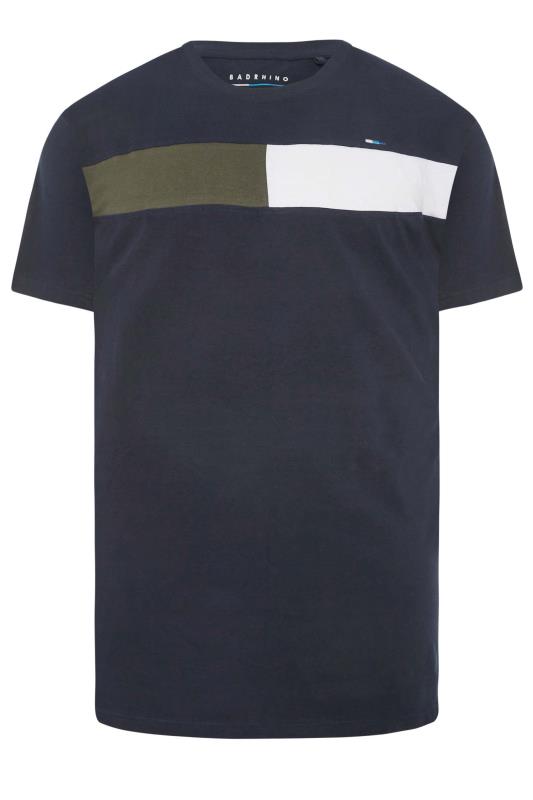 BadRhino Big & Tall Navy Blue Cut & Sew Chest Panel T-Shirt 3