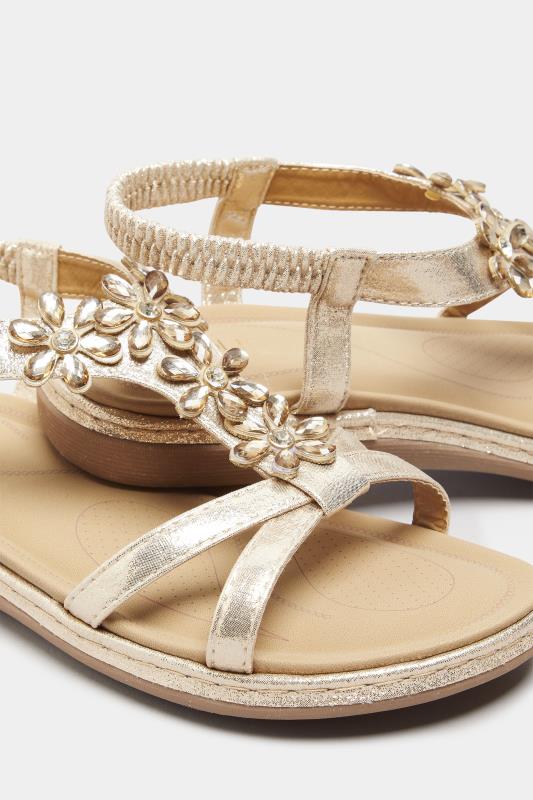 Gold Glitter Floral Diamante Studded Sandals In Extra Wide EEE Fit_D.jpg