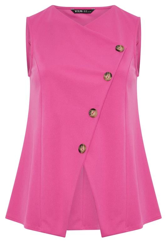 YOURS Plus Size Pink Asymmetric Waistcoat | Yours Clothing 5
