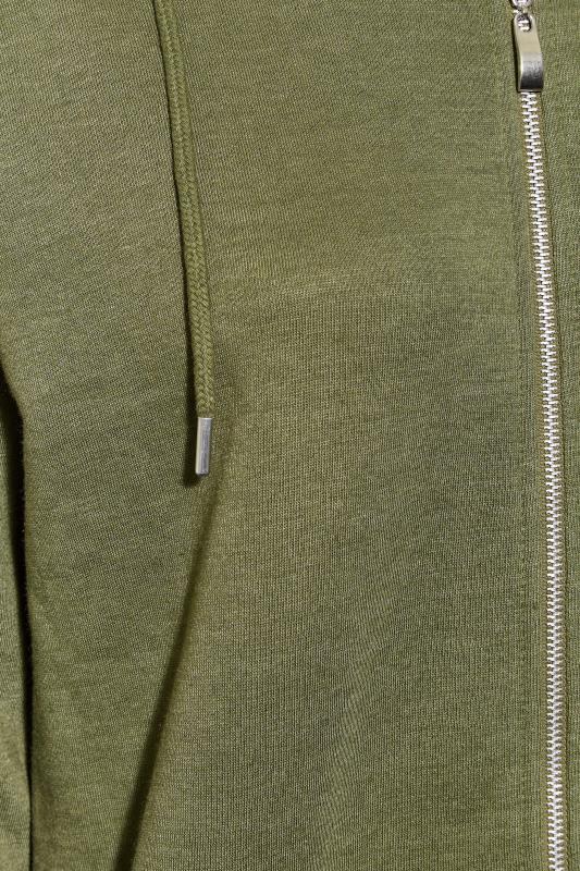 Curve Plus Size Womens Khaki Green Longline Zip Hoodie | Yours Clothing 5