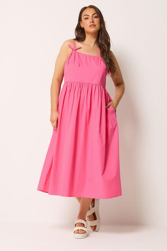 YOURS Plus Size Pink Poplin Midi Dress | Yours Clothing 2