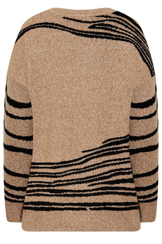 LTS Tall Women's Brown Tiger Print Knitted Jumper | Long Tall Sally  7