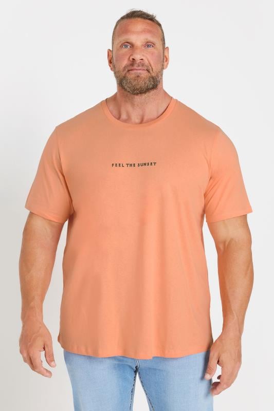 JACK & JONES Big & Tall Orange 'Arizona' Crew Neck T-Shirt | BadRhino 1