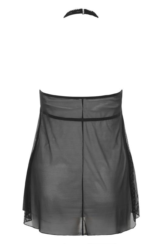 Plus Size Black Boudior Halterneck Lace Babydoll | Yours Clothing 5