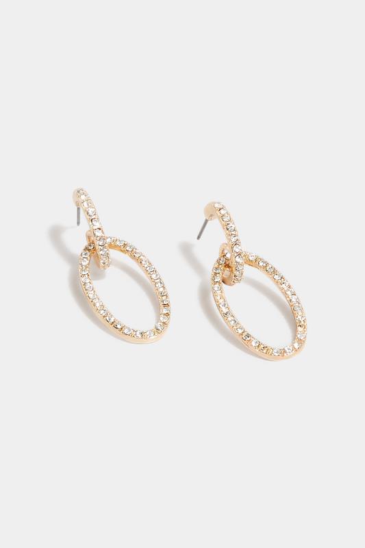 Gold Tone Diamante Hoop Link Earrings | Yours Clothing 3