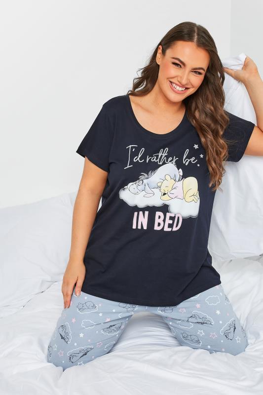 DISNEY Plus Size Blue 'I'd Rather Be In Bed' Winnie The Pooh Pyjama Set | Yours Clothing 4