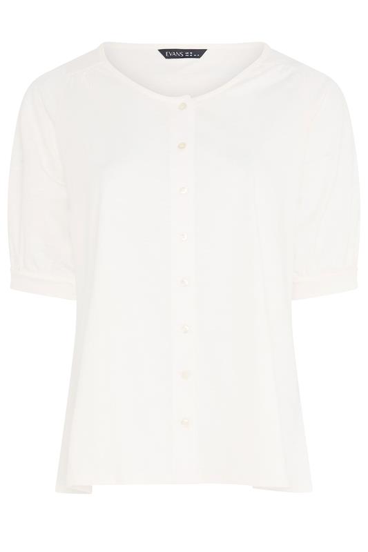 EVANS Plus Size Ivory White Short Sleeve Cotton Top | Evans 5