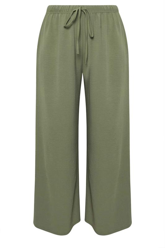 YOURS Plus Size Khaki Green Twill Wide Leg Trousers | Yours Clothing 5