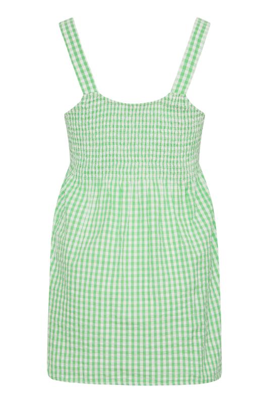 Plus Size Bright Green Gingham Shirred Vest Top | Yours Clothing  7