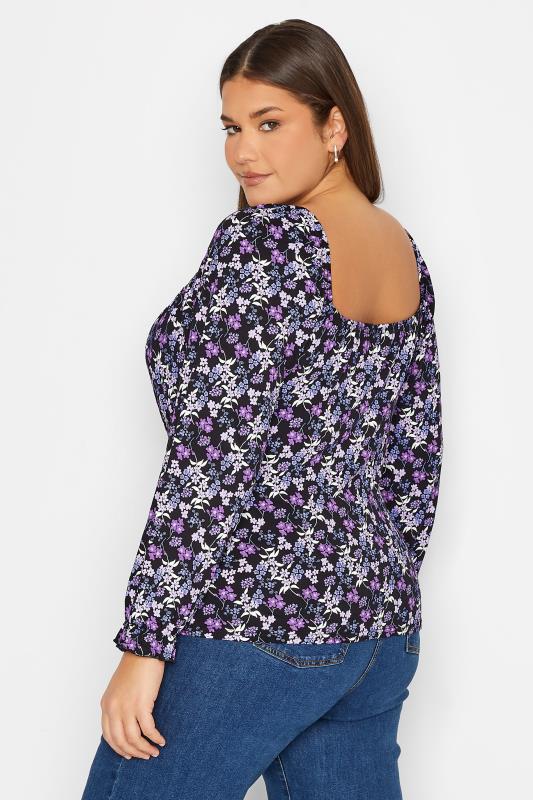 LTS Tall Purple Floral Long Sleeve Top | Long Tall Sally  3