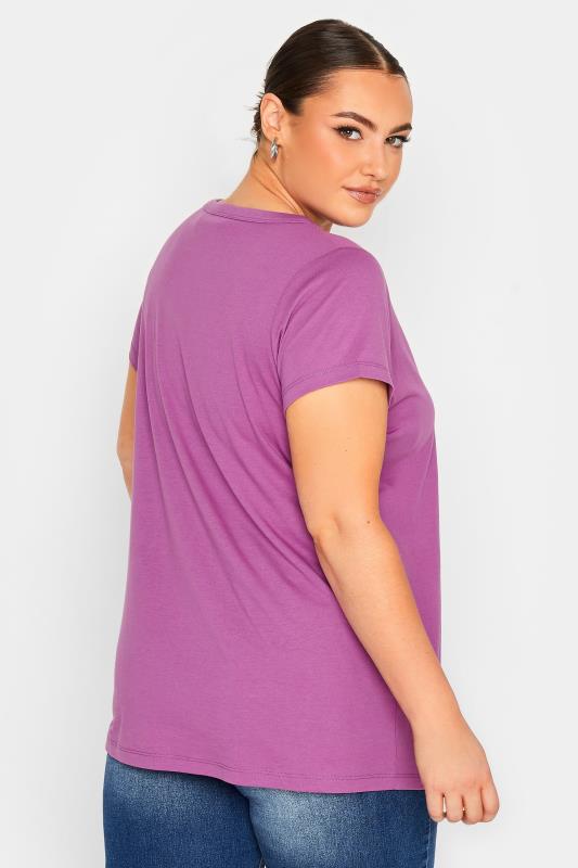 YOURS Curve Plus Size Essentials Purple T-Shirt | Yours Clothing  3