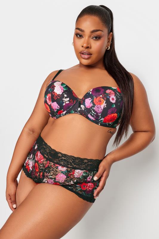 Buy Black Floral Print/Purple DD+ Non Pad Wired Full Cup Microfibre and  Lace Bras 2 Pack from Next Spain