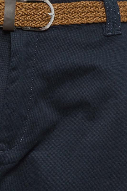 KAM Big & Tall Navy Blue Belted Chino Shorts | BadRhino 3
