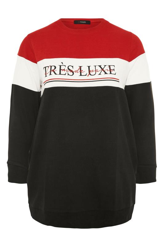 Black & Red Colour Block 'Tres Luxe' Slogan Sweatshirt_F.jpg