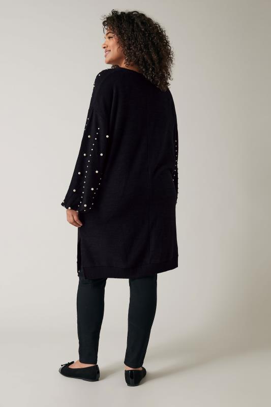 EVANS Plus Size Black Pearl Embellished Jumper Dress | Evans 4