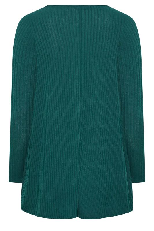 Curve Plus Size Forest Green Ribbed Cut Out Long Sleeve Ribbed Top | Yours Clothing 7