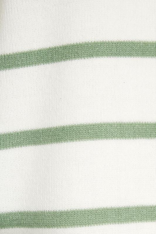 Plus Size Curve White & Green Stripe Collared Jumper | Yours Clothing 5