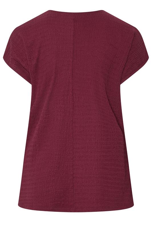YOURS Plus Size Red Textured V Neckline T-Shirt | Yours Clothing 2