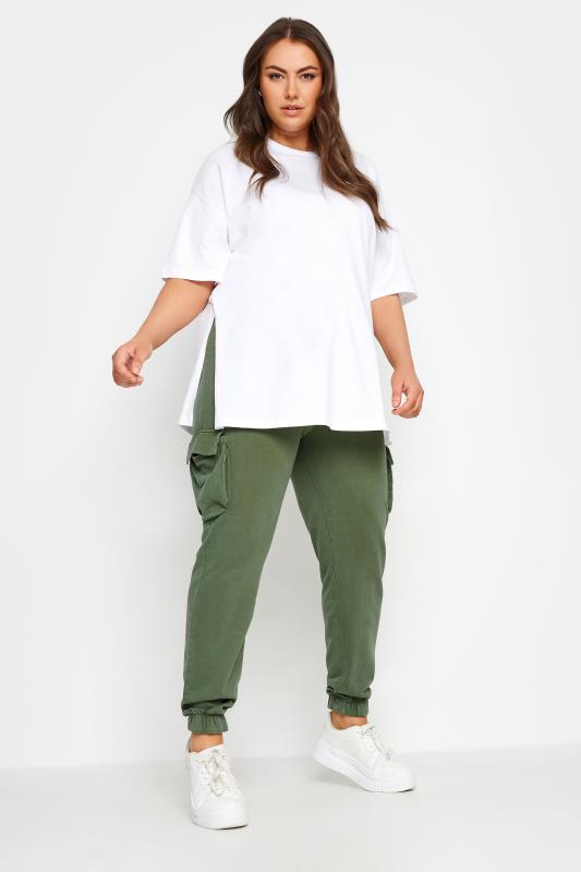YOURS Plus Size Khaki Green Cargo Pocket Joggers | Yours Clothing