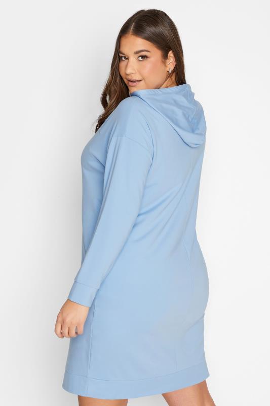 YOURS Plus Size Curve Baby Blue Pocket Hoodie Dress | Yours Clothing  3