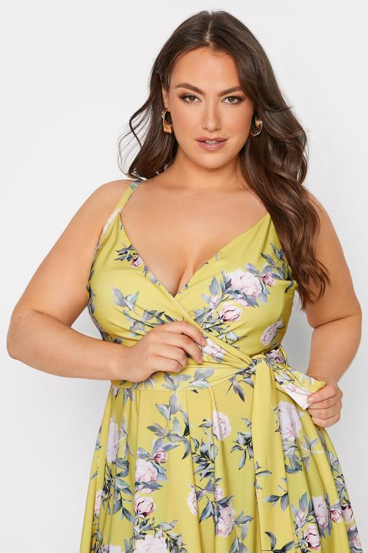YOURS LONDON Curve Yellow Floral Cami Wrap Top 4