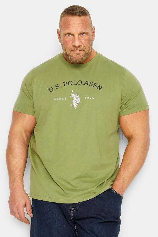Men's  U.S. POLO ASSN. Big & Tall Khaki Green Graphic Logo T-Shirt