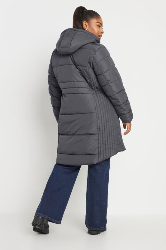 YOURS Curve Grey Midi Padded Coat | Yours Clothing 4