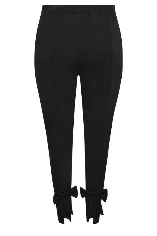 YOURS LONDON Plus Size Black Bow Hem Tapered Trousers | Yours Clothing 5