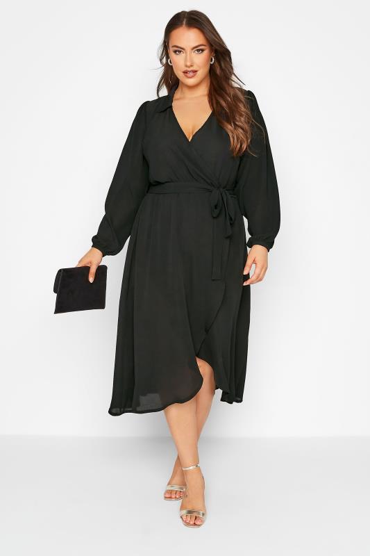 LIMITED COLLECTION Plus Size Black Wrap Dress | Yours Clothing 2