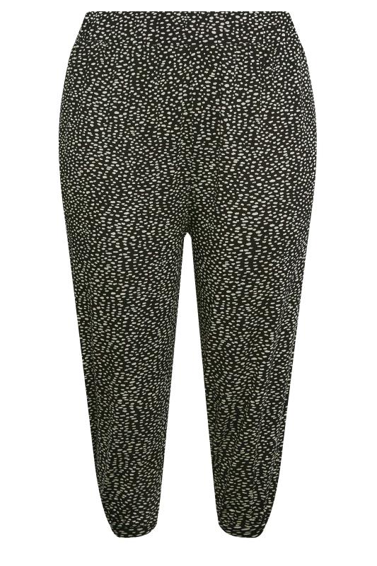 YOURS Plus Size Black Spot Print Cropped Harem Joggers | Yours Clothing 5