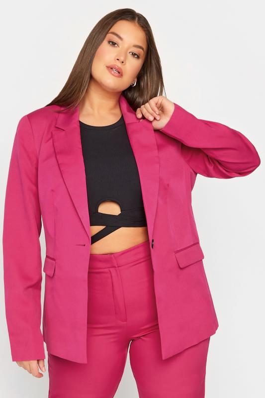 LTS Tall Women's Dark Pink Scuba Crepe Blazer | Long Tall Sally  1
