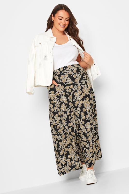 YOURS Curve Black Floral Print Pocket Detail Maxi Skirt | Yours Clothing 2