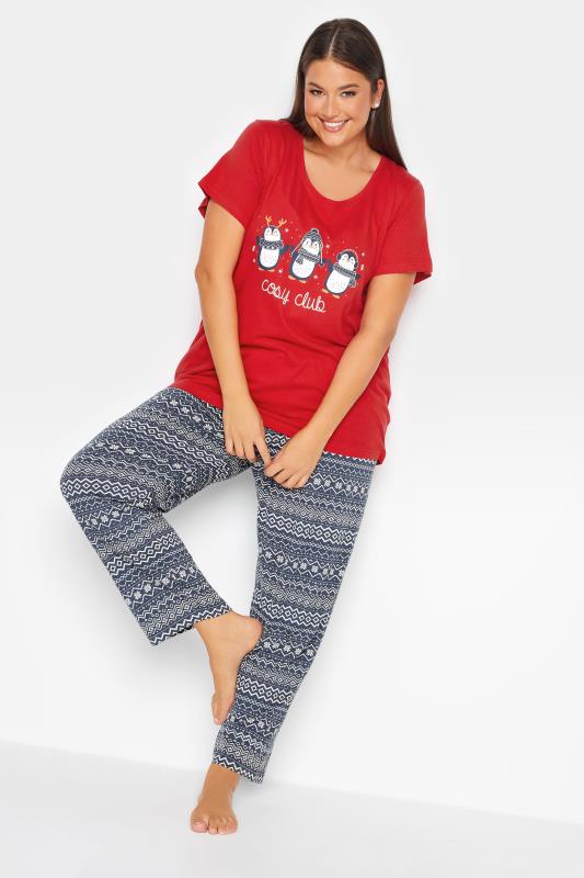 YOURS Plus Size Red 'Cosy Club' Slogan Pyjama Set | Yours Clothing 3