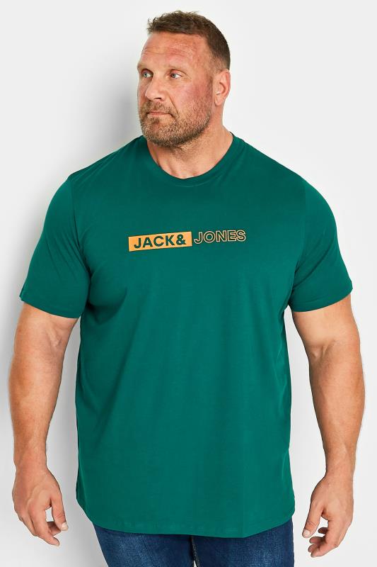JACK & JONES Big & Tall Dark Green Logo T-Shirt | BadRhino  1
