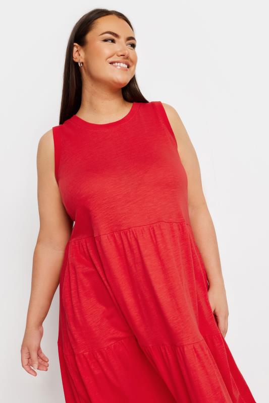 YOURS Plus Size Red Tiered Midaxi Dress | Yours Clothing 4