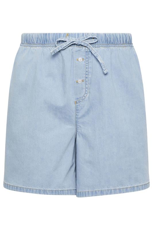 YOURS Plus Size Blue Tie Waist Denim Shorts | Yours Clothing 5