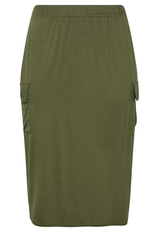 Yours Curve Plus Size Khaki Green Midi Cargo Skirt | Yours Clothing  4
